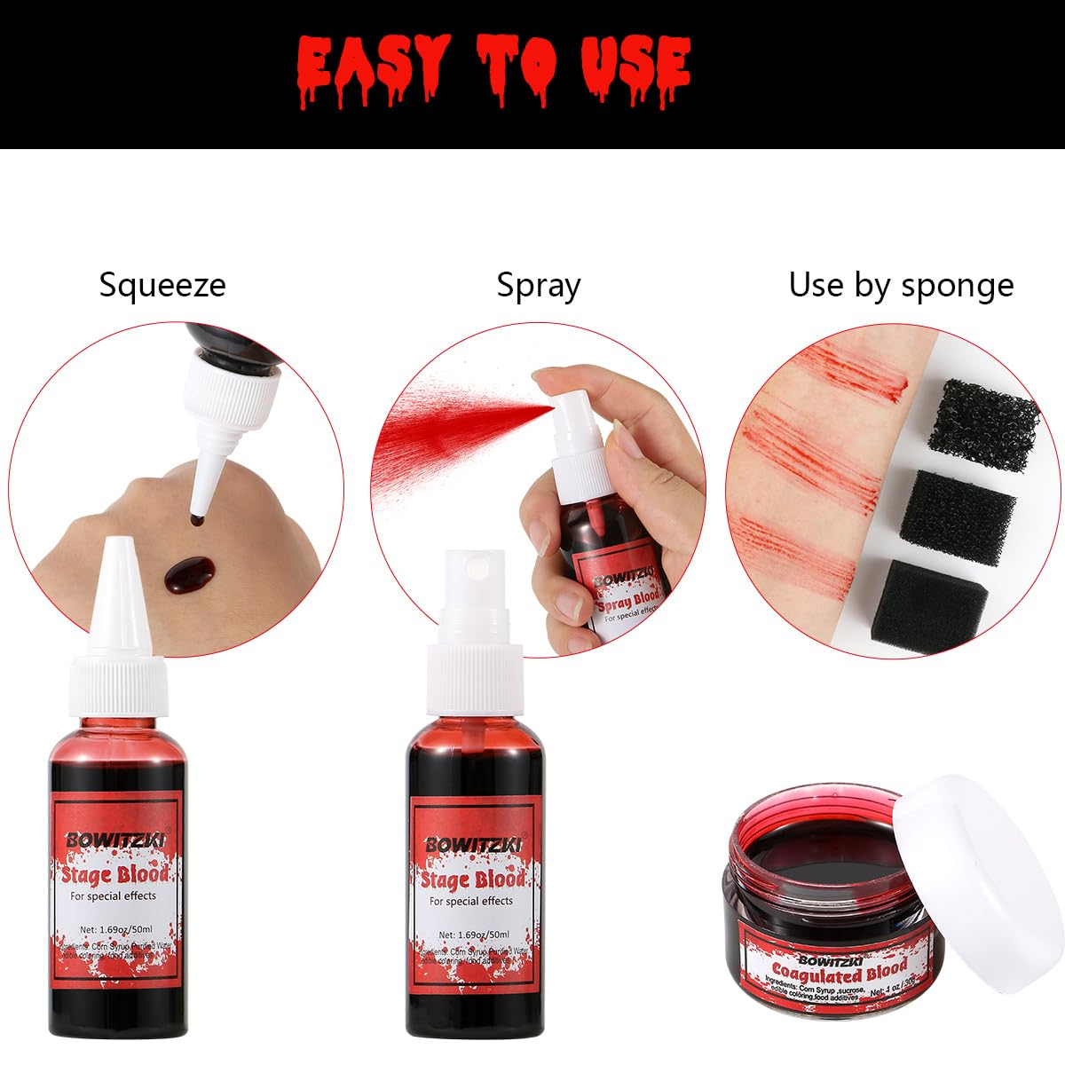 Bowitzki Fake Blood 3PCS Stage - Body Paint Sfx ulasan dan harga