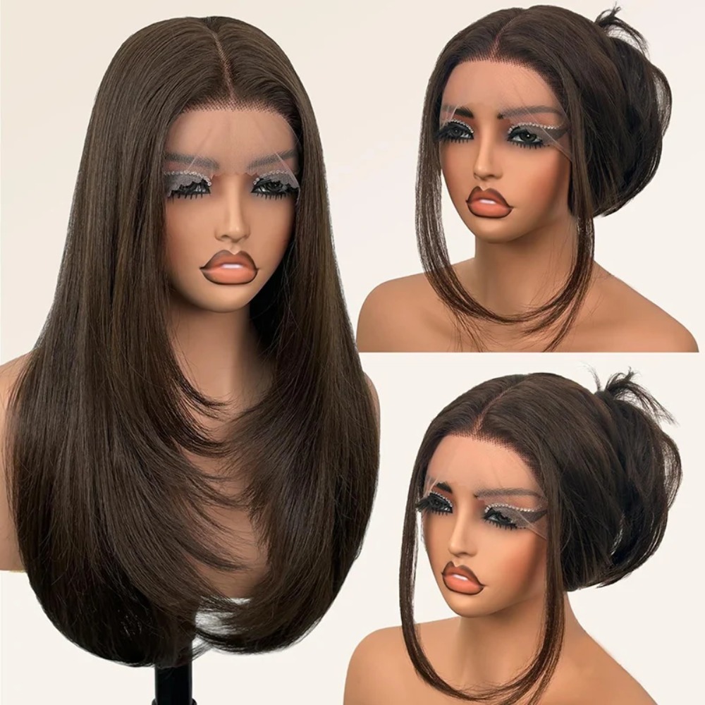 Front Lace Black Center Partin - Wig Fiber Net ulasan dan harga