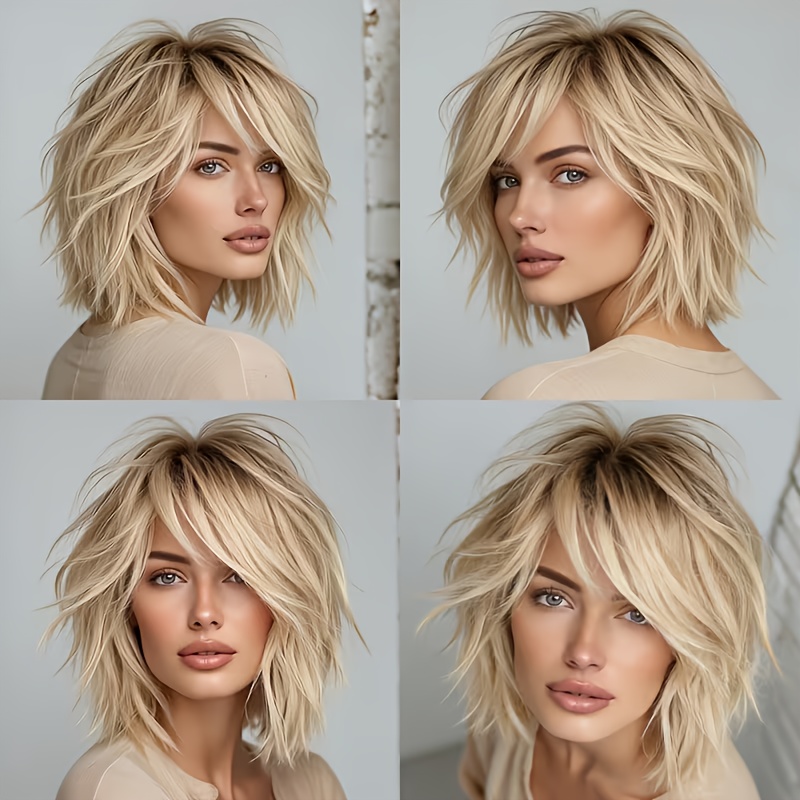 Golden Short Straight Ponytail - Wig Fiber Net ulasan dan harga