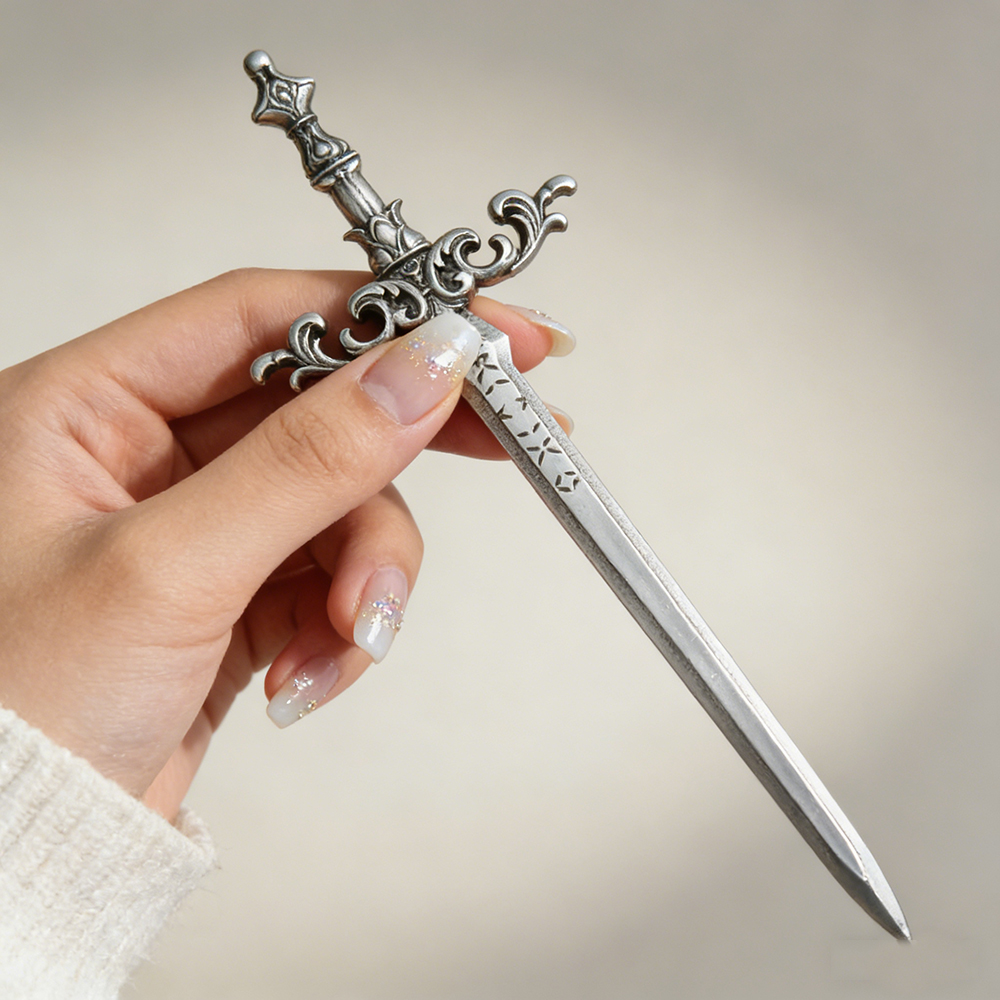 1pc Silver-Tone Sword Hair Sti - Cosplay Prop Dagger ulasan dan harga