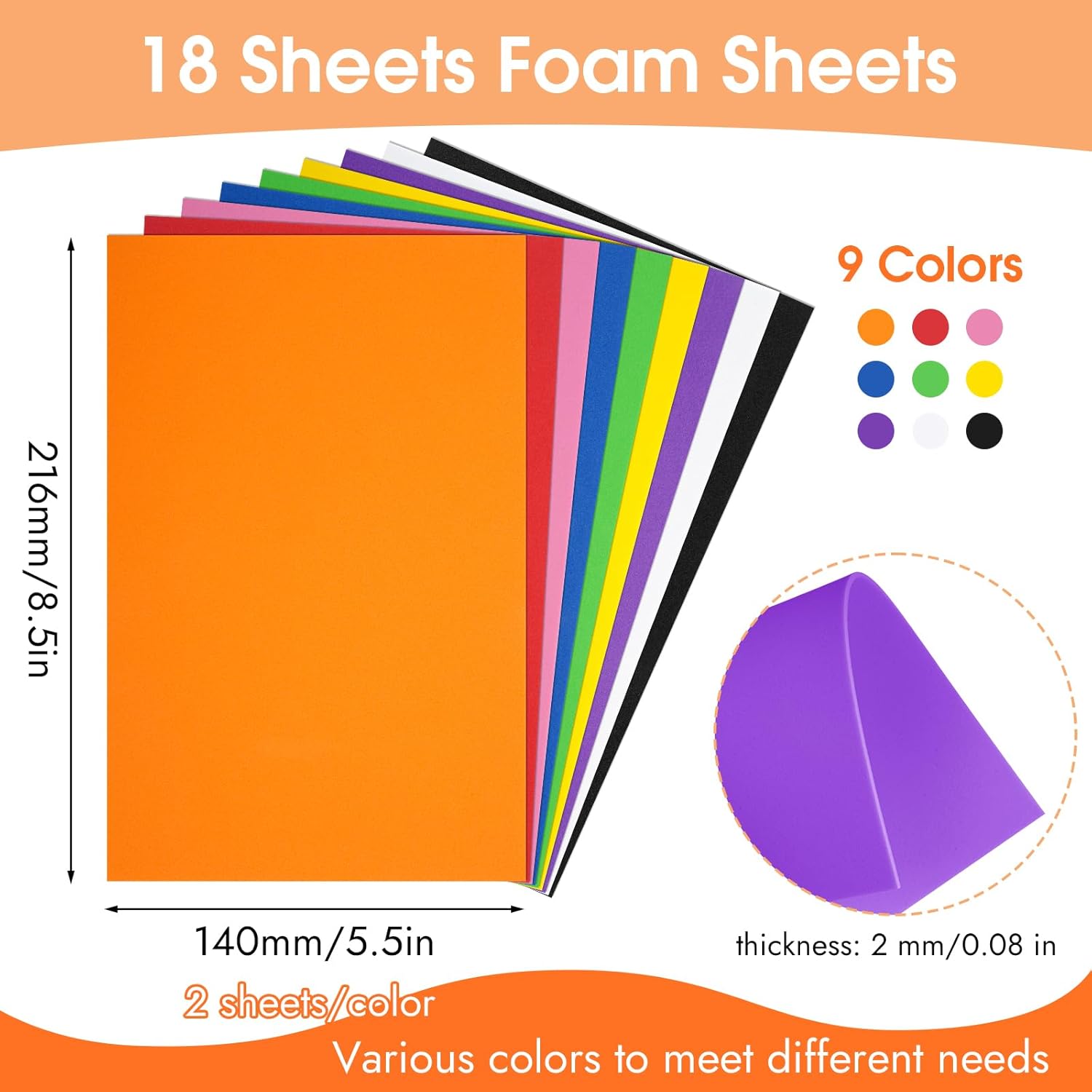 18 Sheets Foam Sheets, 9 Color - Eva Foam Sheet ulasan dan harga